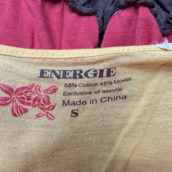 Energie Babydoll Mini Dress Sz S Color Block Tiered V Neck Jersey Y2K Boho Soft - Picture 3 of 5